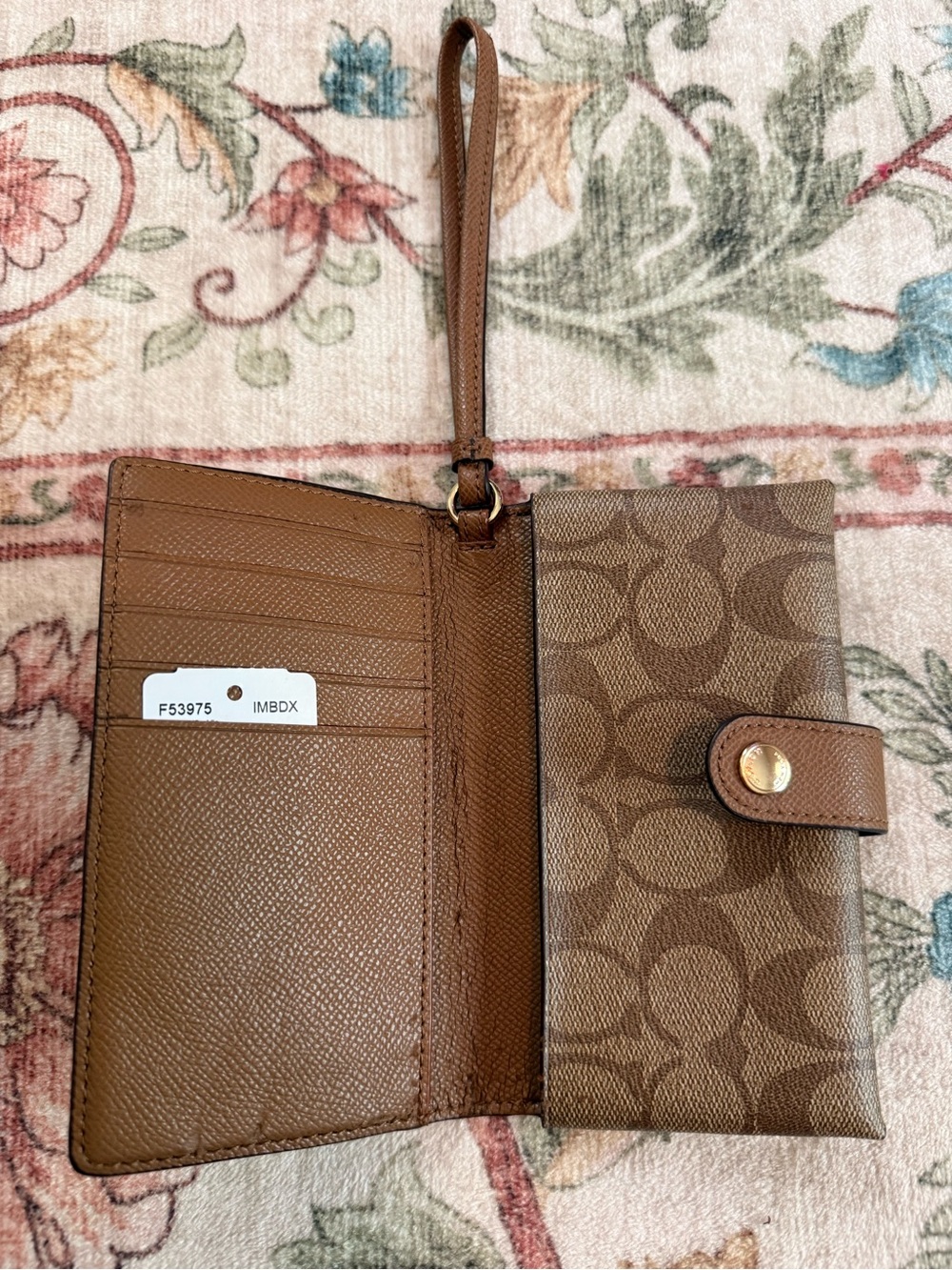 Coach Brown Signature Canvas Wristlet - Picture 2 of 3